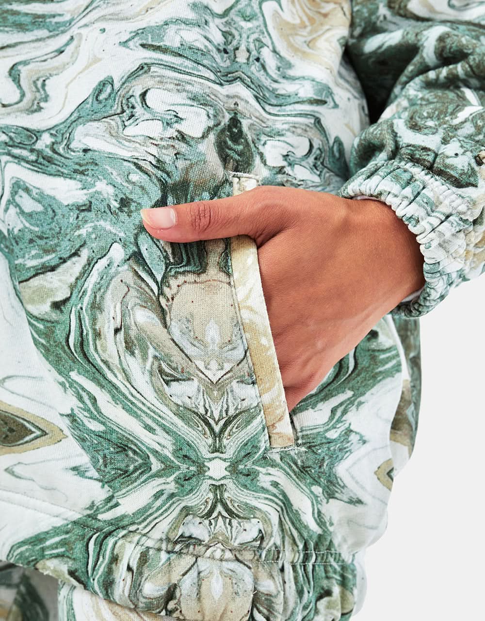 HUF Womens Swirl Oversized Full Zip Fleece - Olive