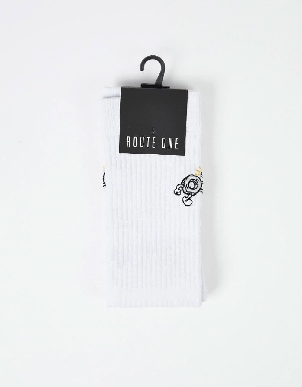 Route One Nuts Crew Socks - White