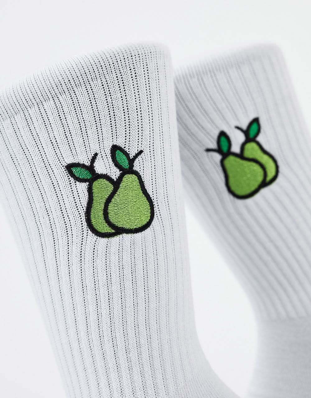 Route One Nice Pear Crew Socks - White