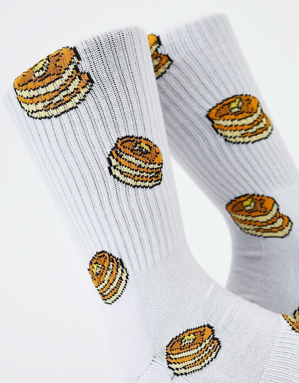 Route One Pancakes Crew Socks - White