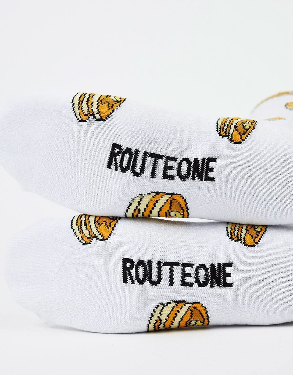 Route One Pancakes Crew Socks - White