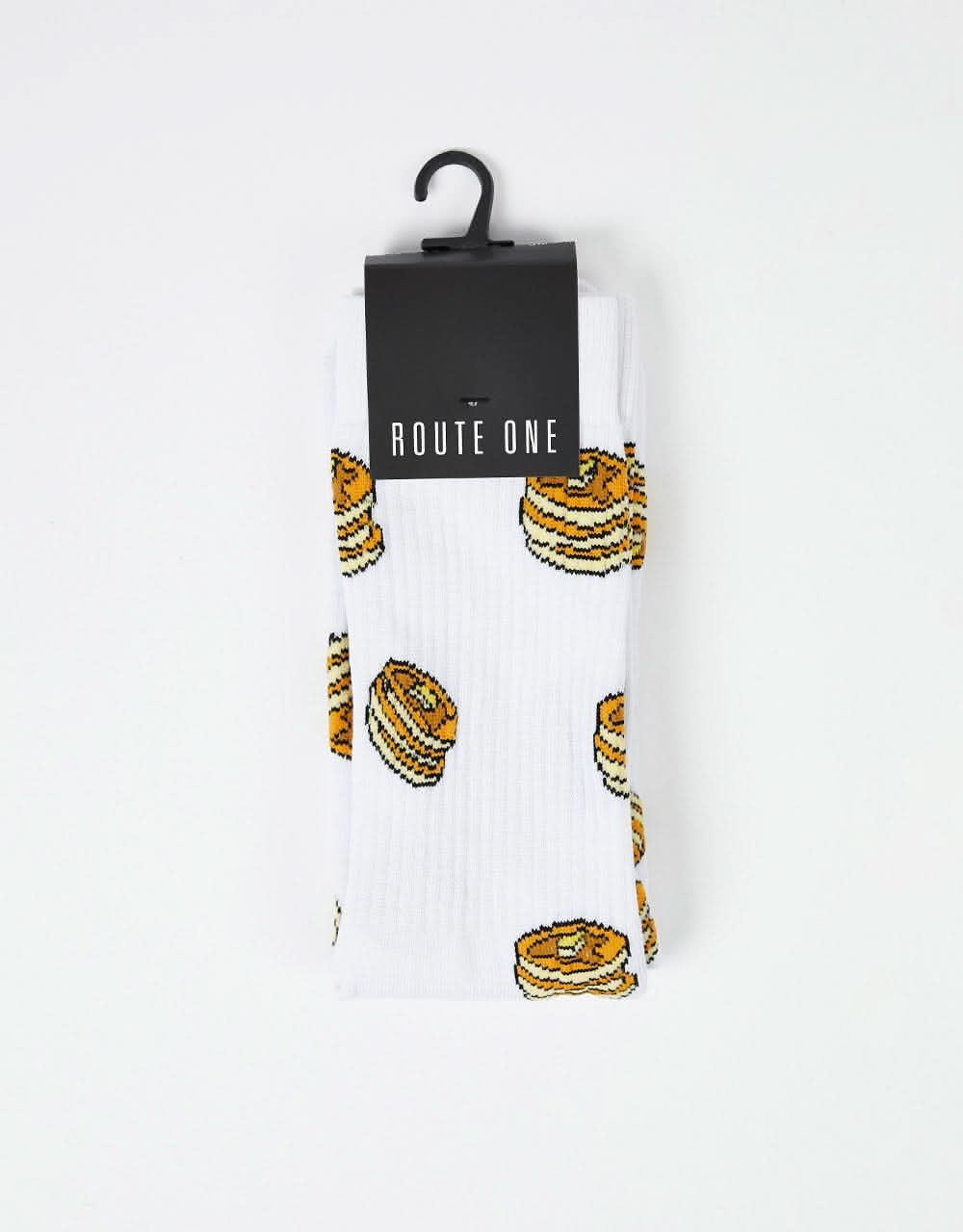 Route One Pancakes Crew Socks - White