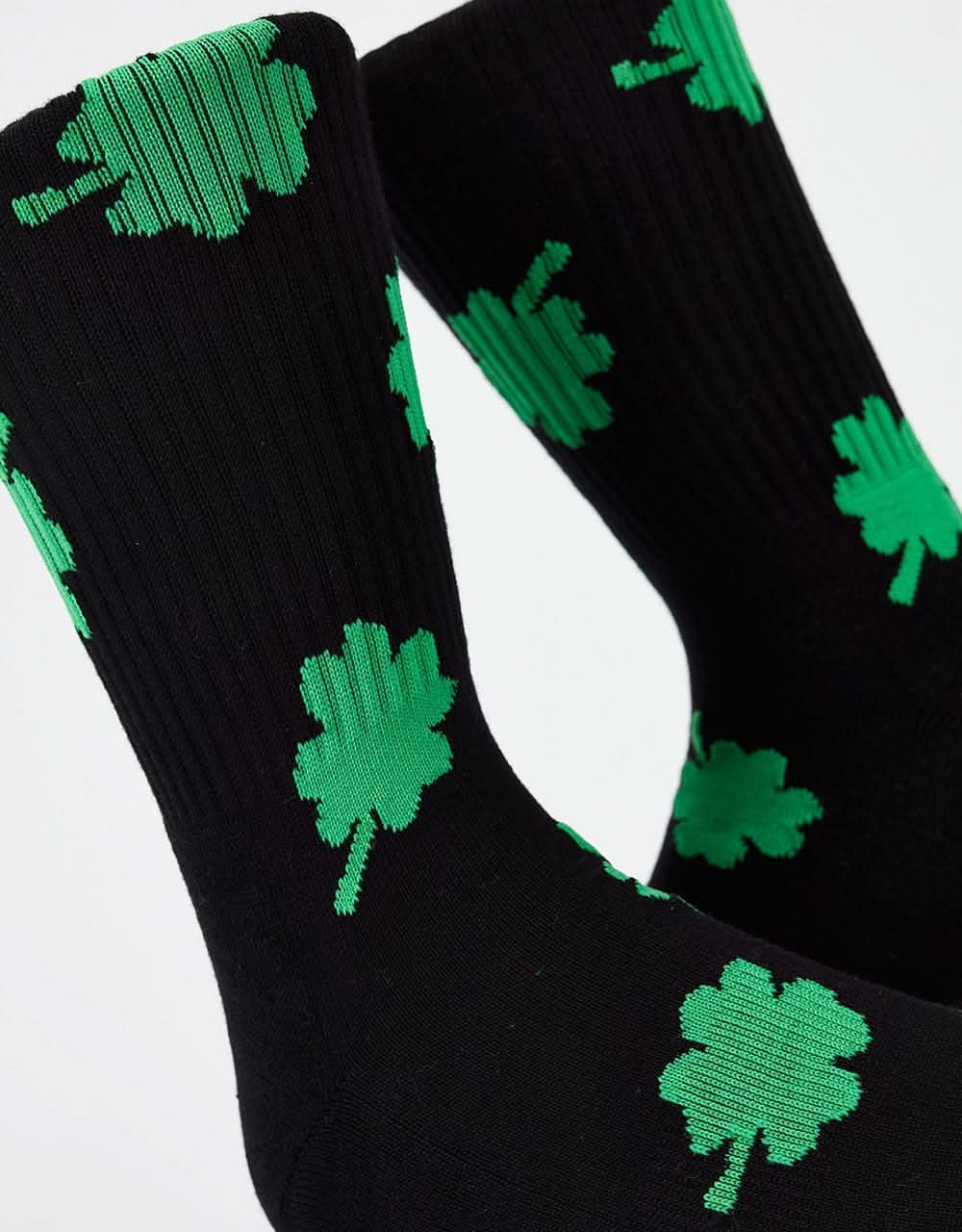 Route One Four Leaf Crew Socks - Black