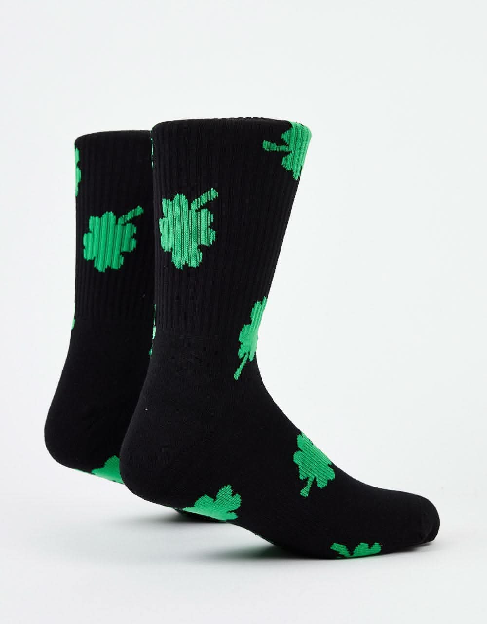 Route One Four Leaf Crew Socks - Black
