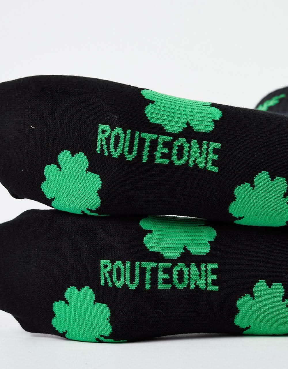 Route One Four Leaf Crew Socks - Black