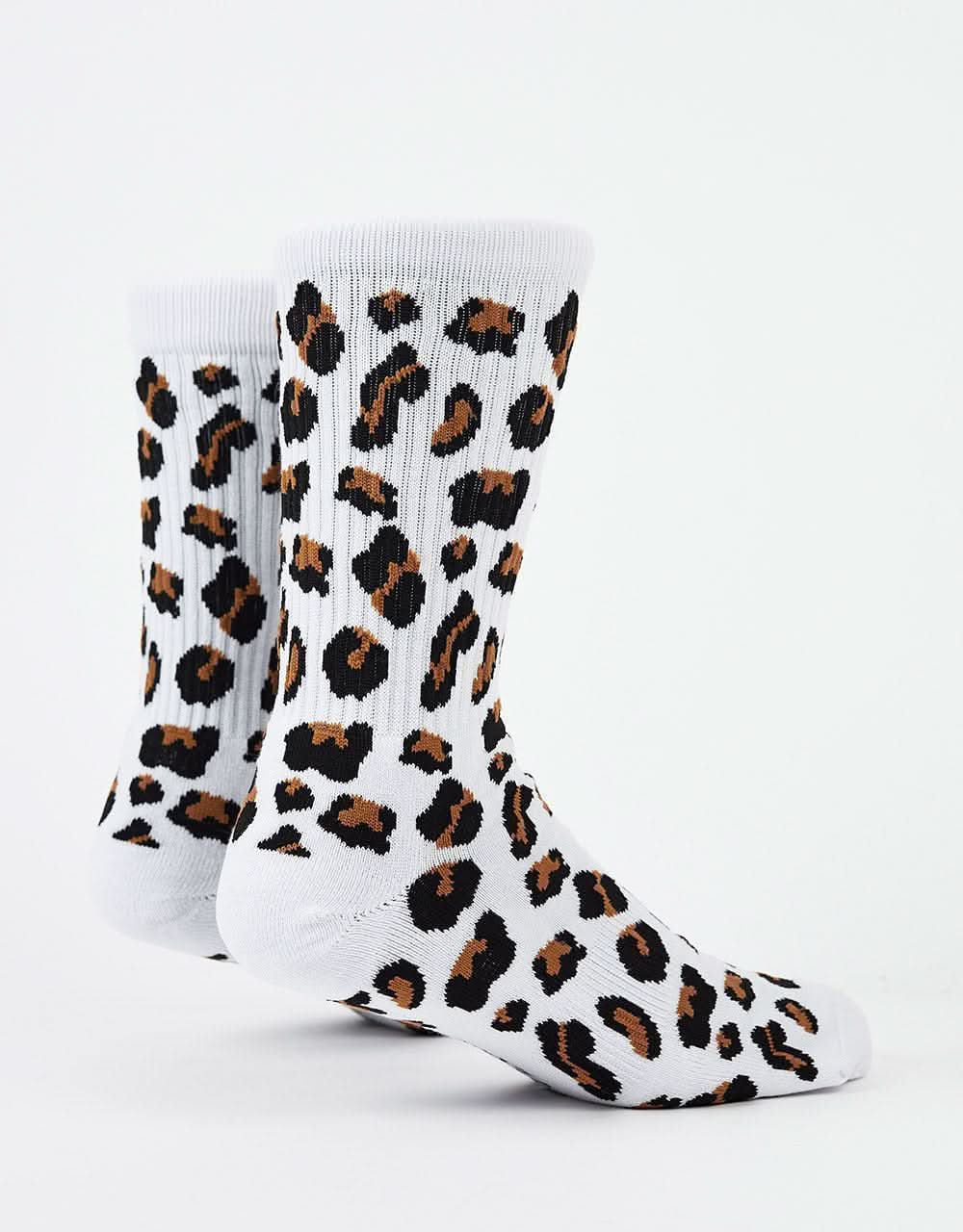 Route One Leopard Crew Socks - White