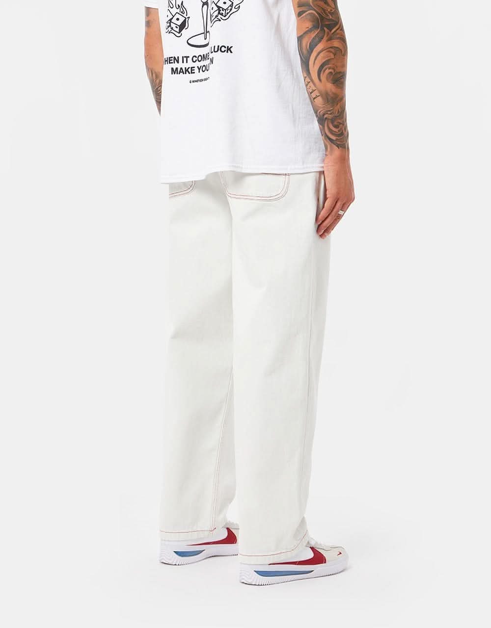 Route One Super Baggy Denim Jeans - Ivory Cream