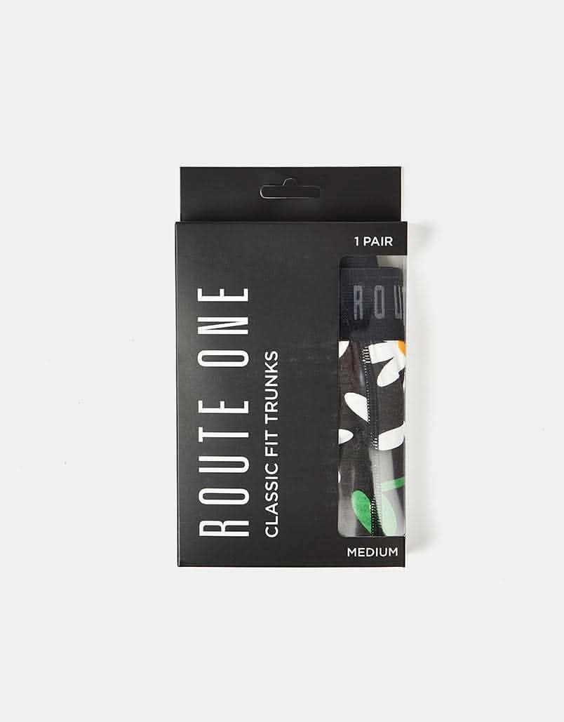 Route One Classic Boxer Shorts - Daisies (Black)