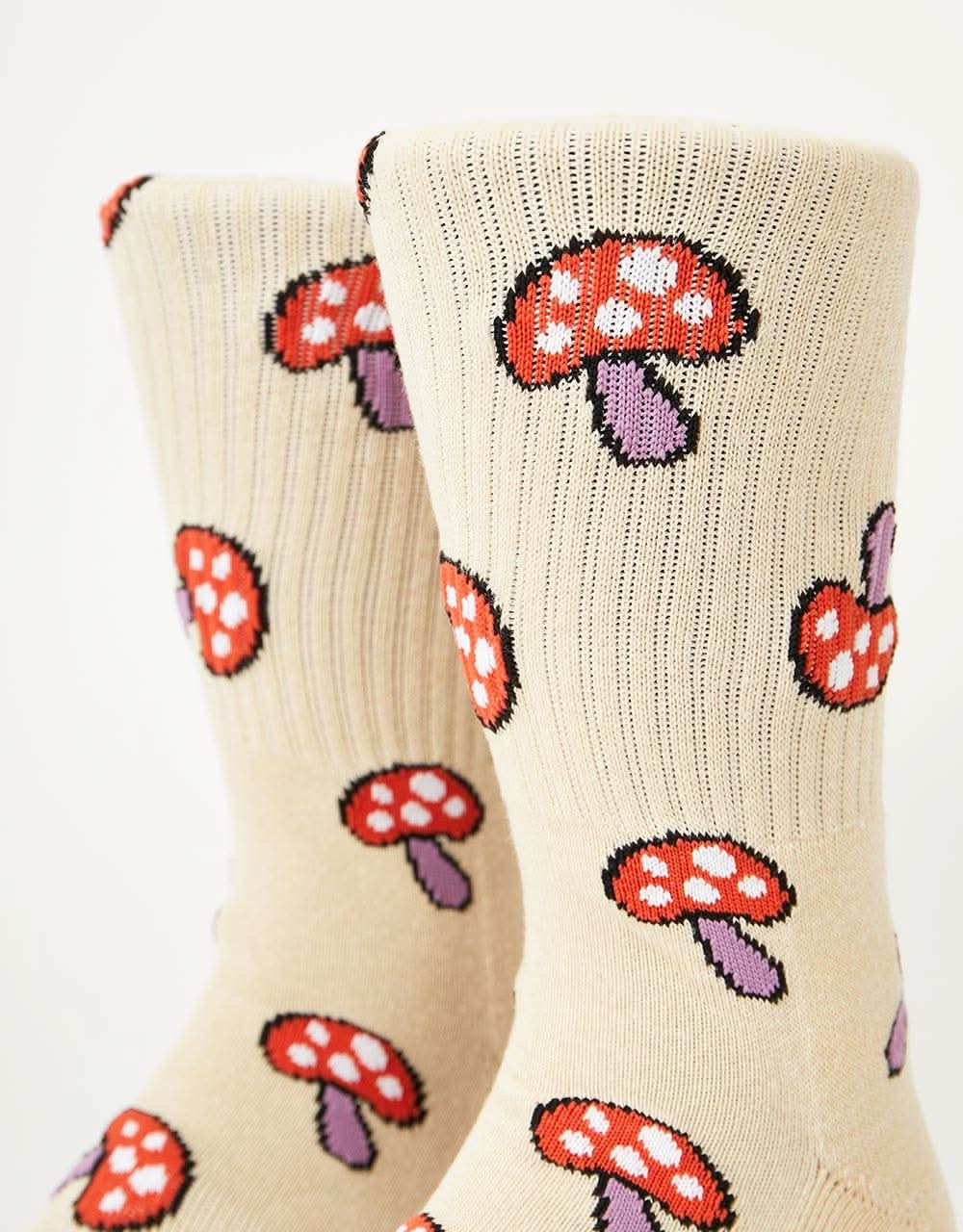 Route One Shrooms Crew Socks - Ivory