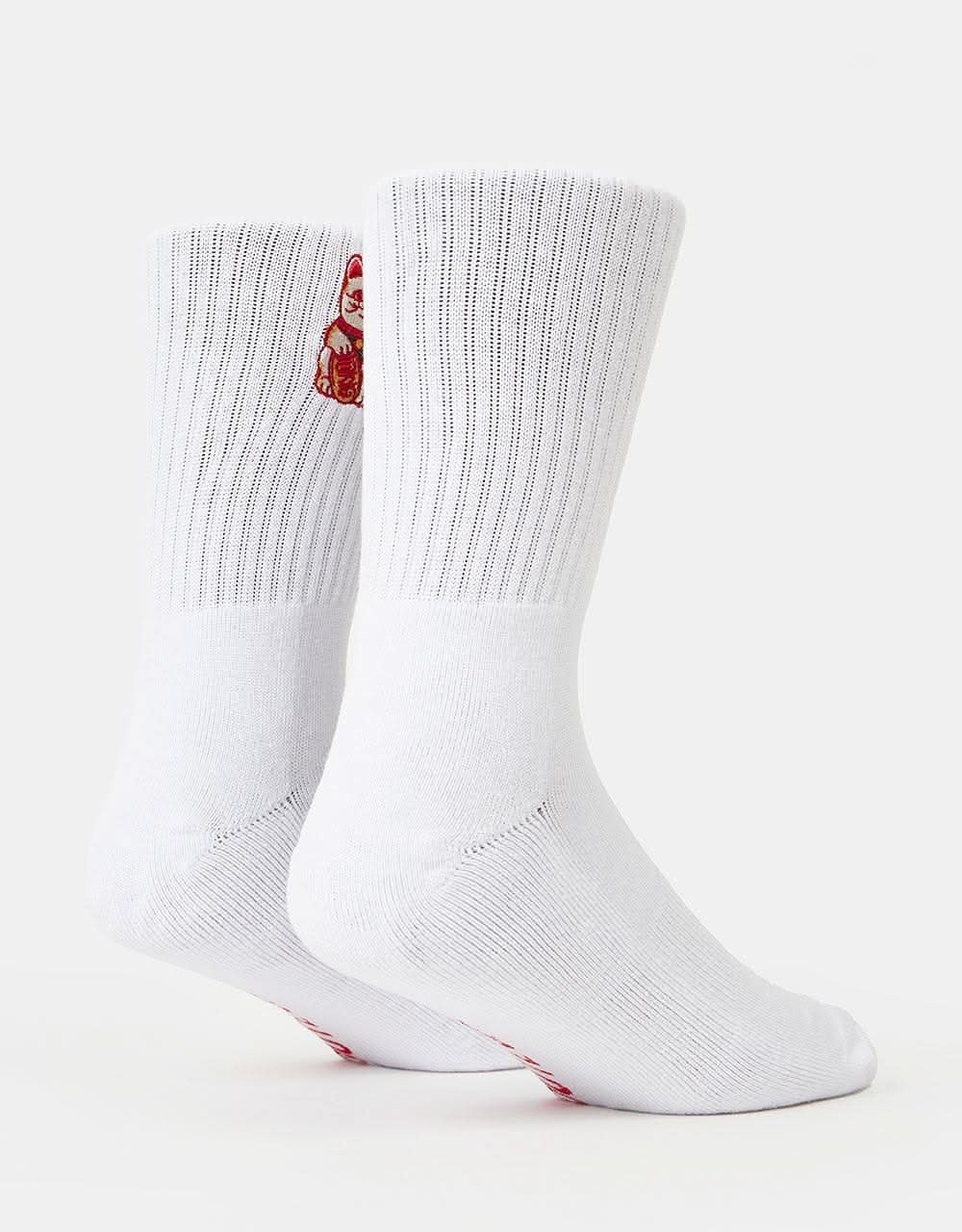 Route One Lucky Cat Crew Socks - White