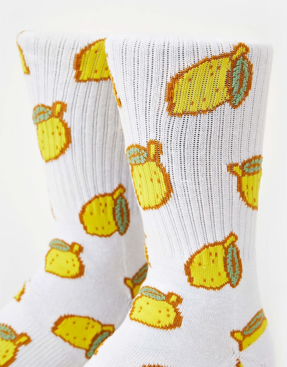 Route One Lemons Crew Socks - White