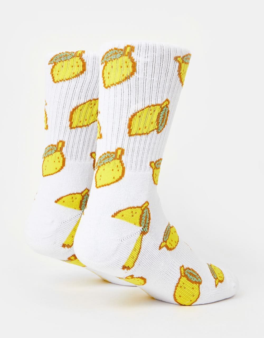 Route One Lemons Crew Socks - White