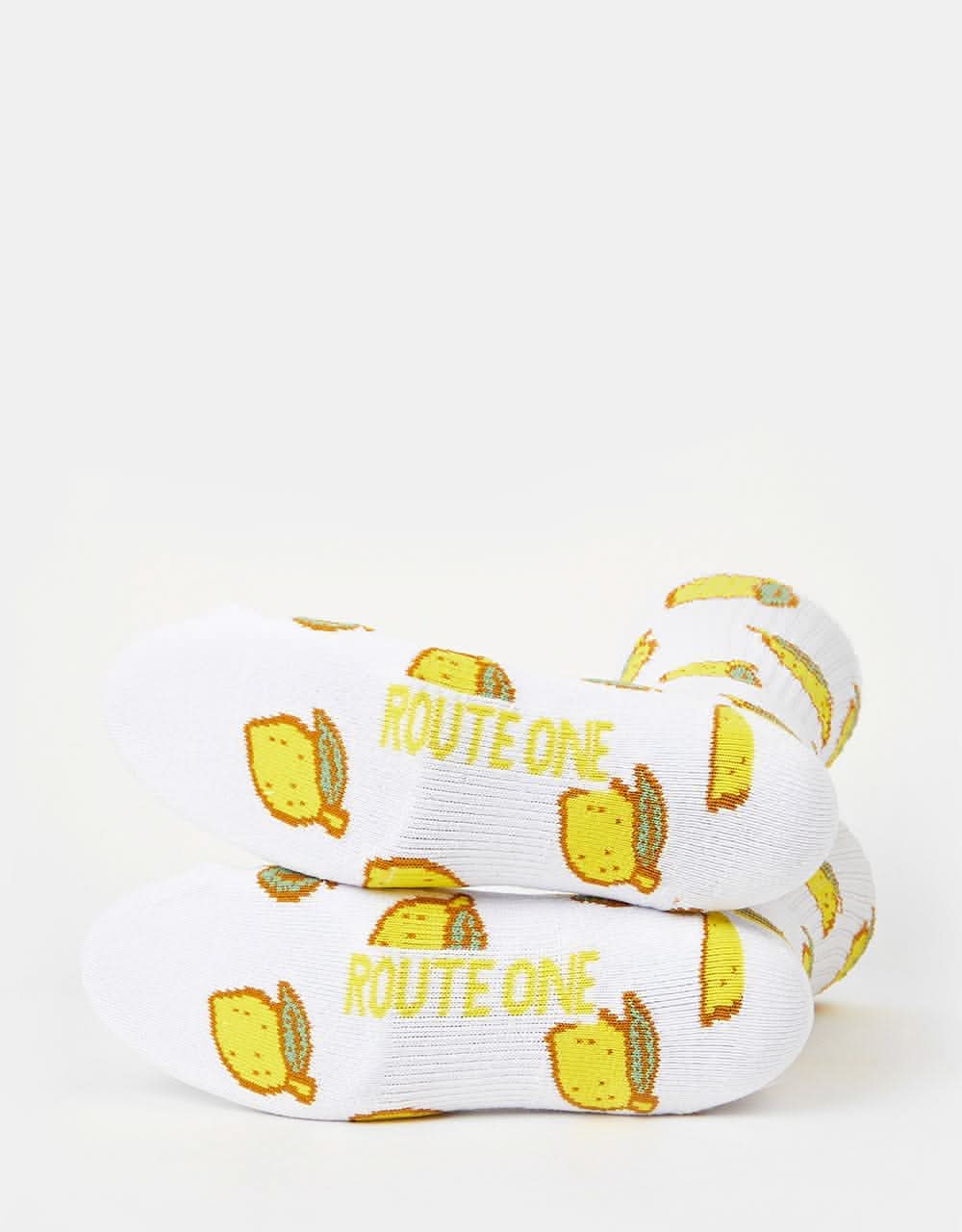 Route One Lemons Crew Socks - White