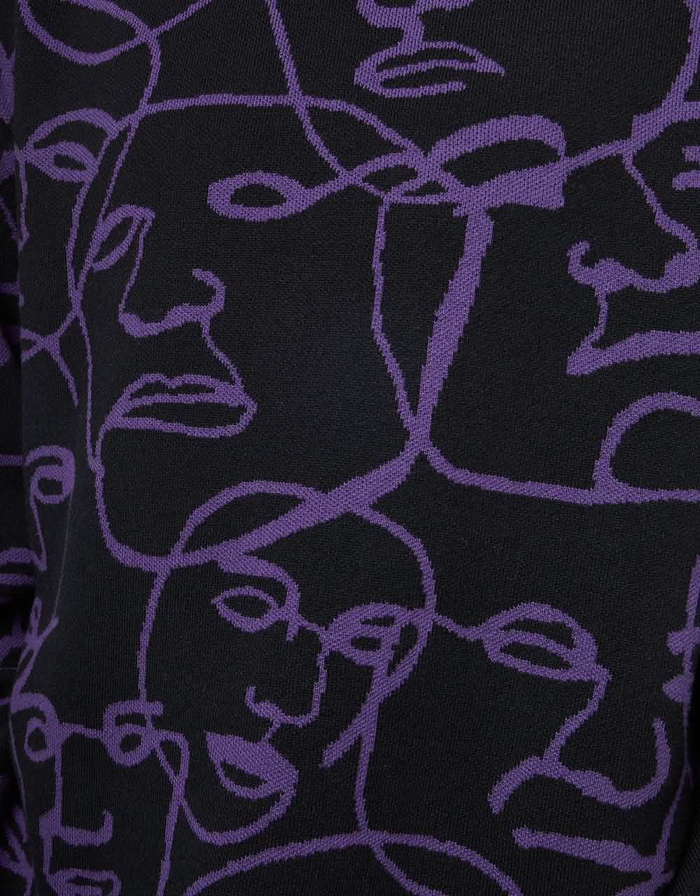 Route One Faces Knitted Sweater - Black/Dove