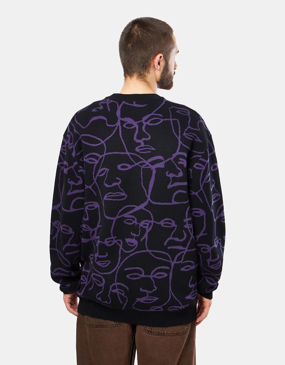 Route One Faces Knitted Sweater - Black/Dove