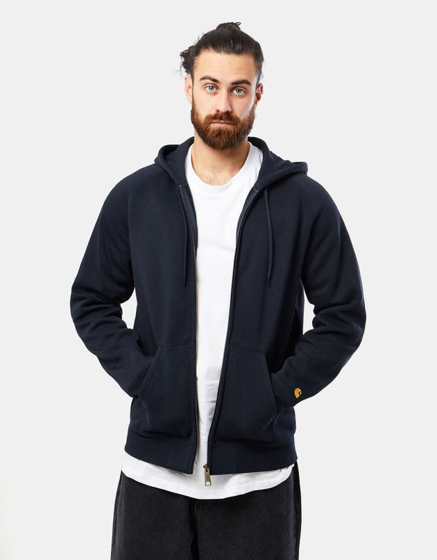 Carhartt WIP Hooded Chase Jacket - Dark Navy/Gold